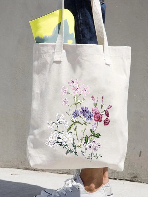Women's Printed Shopping Bag Casual Shopping Handbag Women's Shoulder Bag Large Capacity New Artistic Fresh Women's Bag