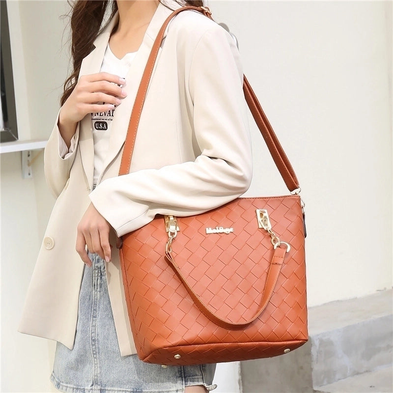 Women's Medium All Seasons Pu Leather Solid Color Fashion Square Zipper Bag Sets
