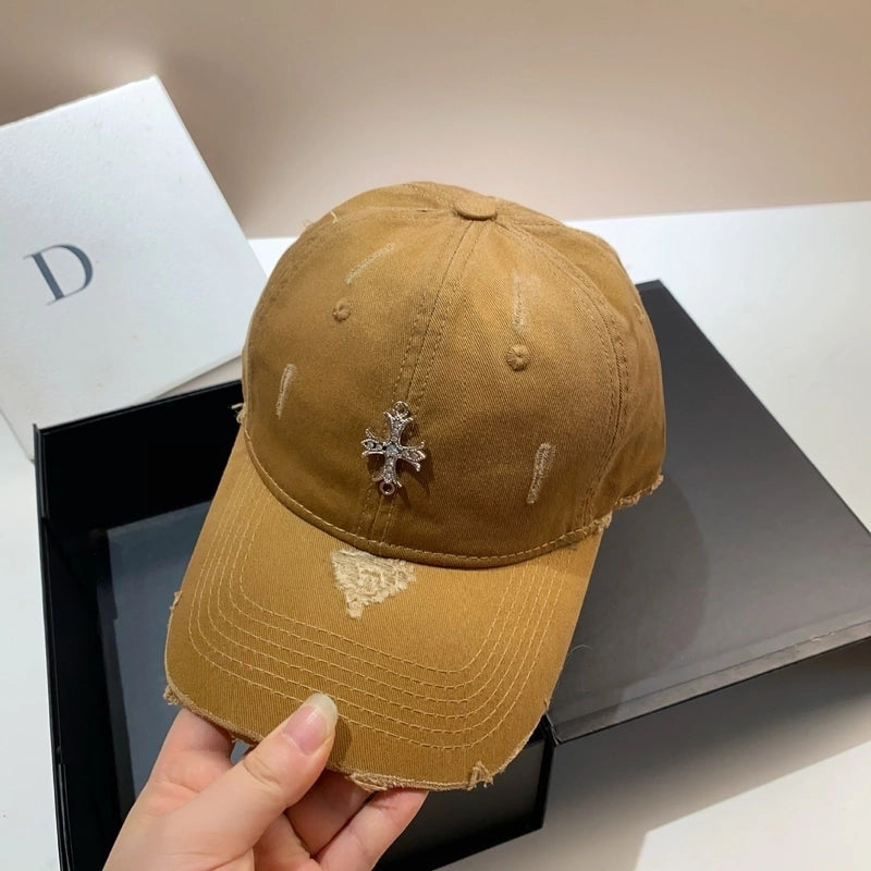 Women's Retro Streetwear Cross Rhinestone Curved Eaves Baseball Cap
