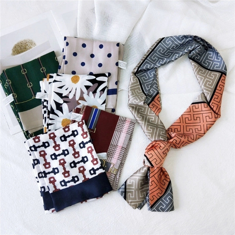 Women's Casual Minimalist Geometric Polka Dots Satin Silk Scarf
