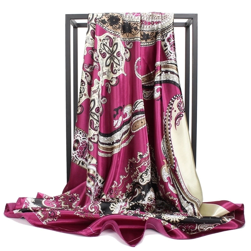 Women's Minimalist Cashew Nuts Satin Printing Silk Scarf Kerchief