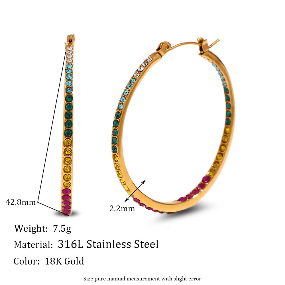 Fashion Circle Geometric Stainless Steel 18K Gold Plated Earrings