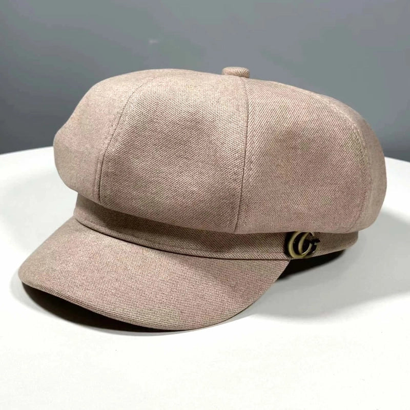 Women's Basic Solid Color Curved Eaves Beret Hat