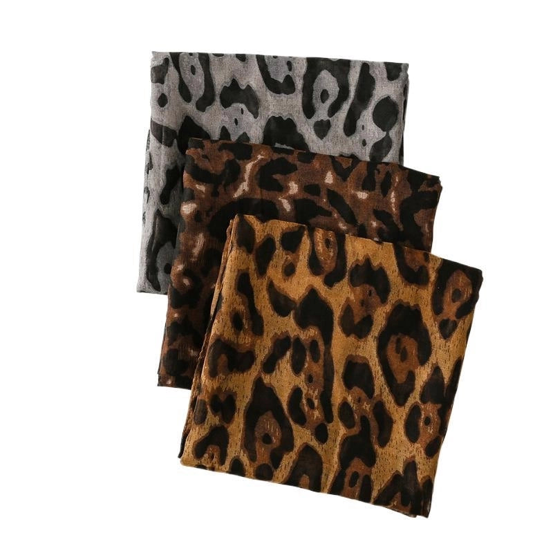 Women's Casual Leopard Voile Polyester Printing Scarf