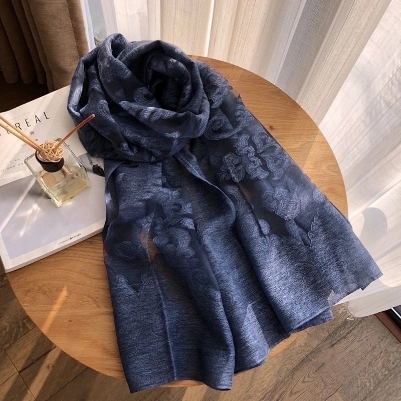 Women's Elegant Solid Color Satin Silk Scarves
