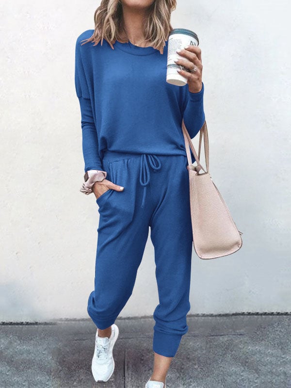 💥New Year sales💥Women's Sweatsuit 2 Piece Set Drawstring Pocket Loose Fit Minimalist Long Sleeve Soft Oversized Comfortable