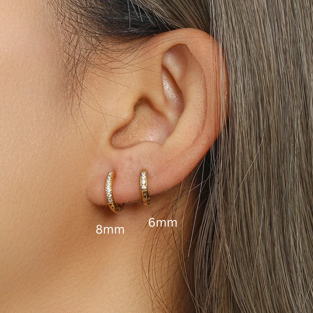 6mm slim diamond style hoops - Silver