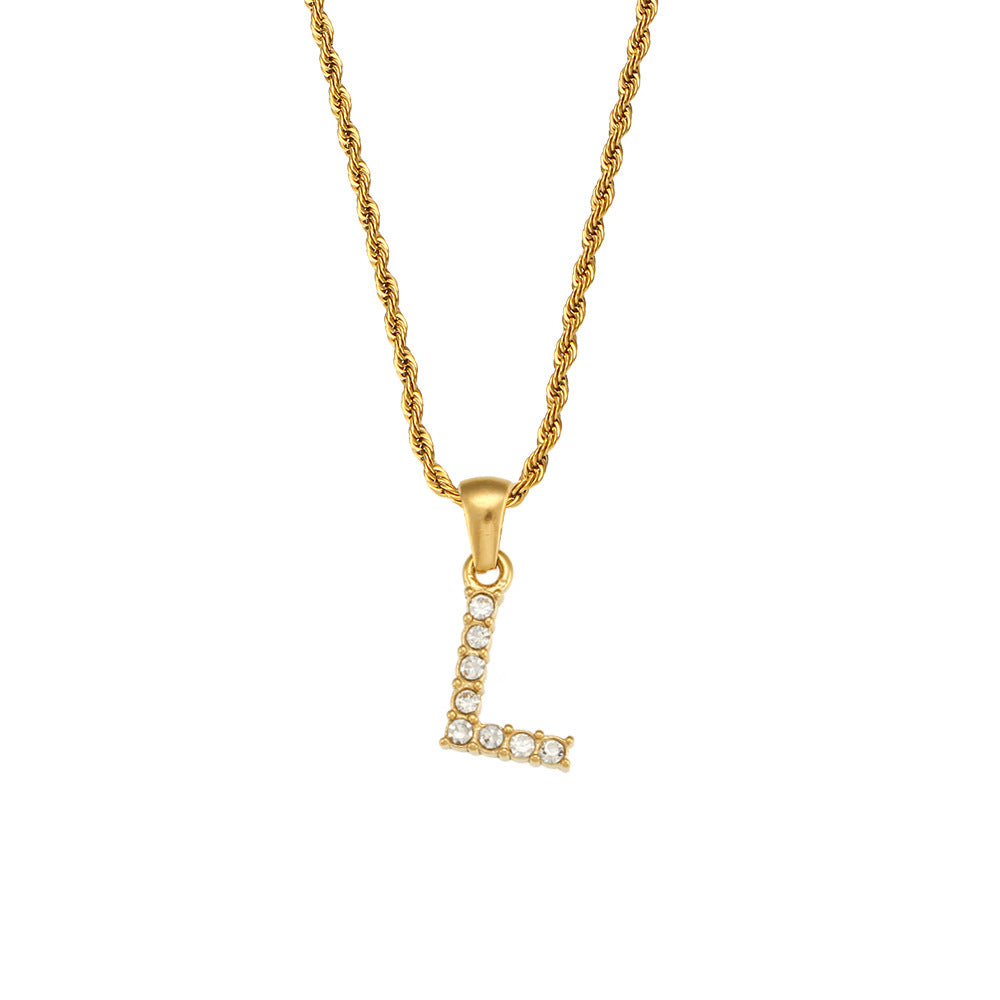 Fashion Round Number Text Letter Stainless Steel 18K Gold Plated Necklaces