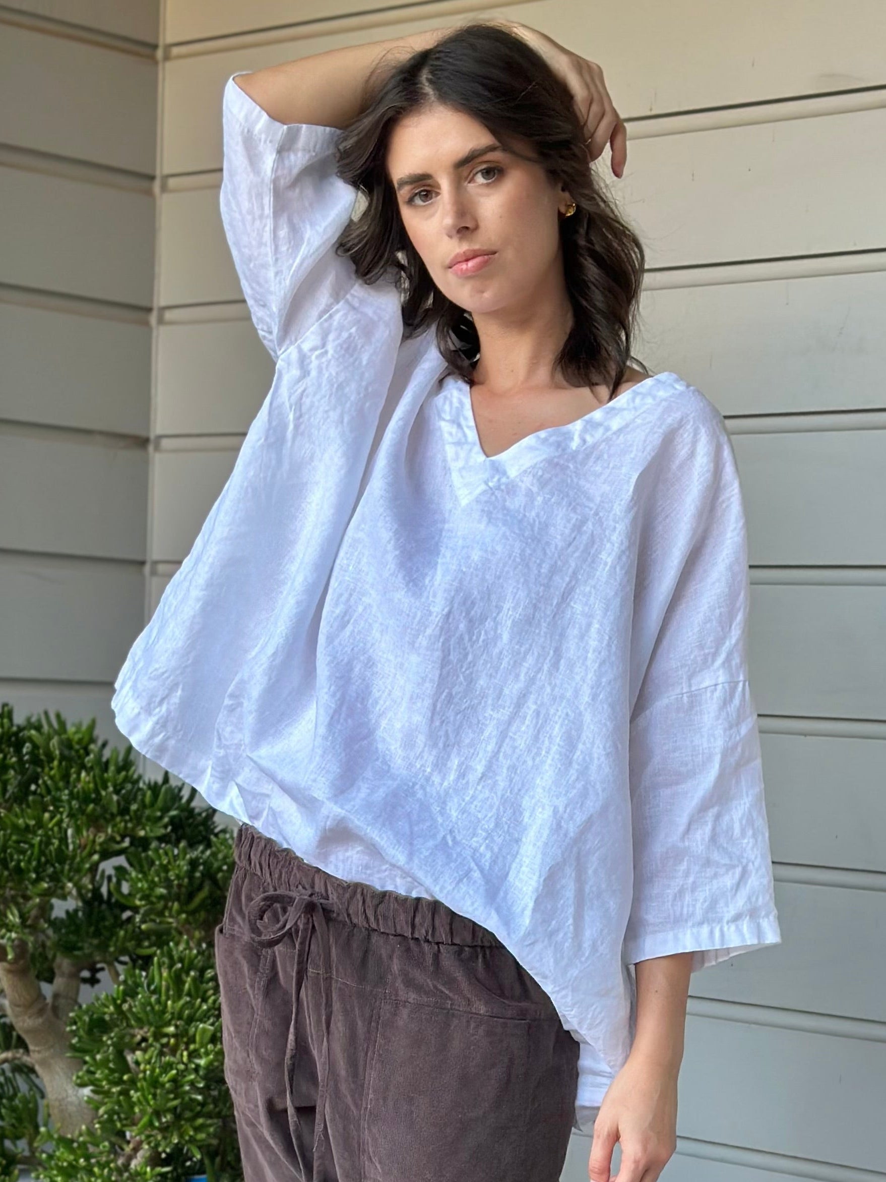 lydia top - white linen