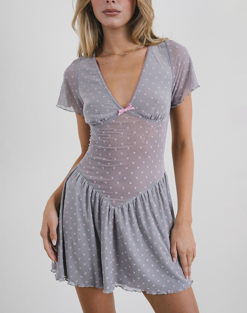 Geni Mini Dress in Heart Flock Grey