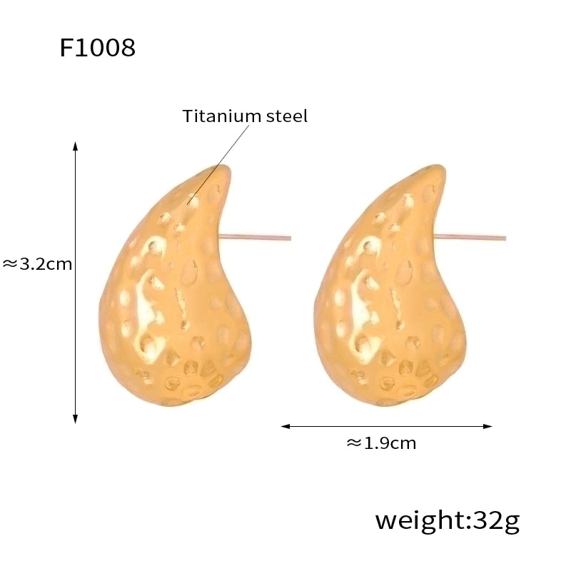 1 Pair Minimalist Water Droplets Plating Inlay Titanium Steel Artificial Pearls Artificial Diamond 18K Gold Plated Ear Studs