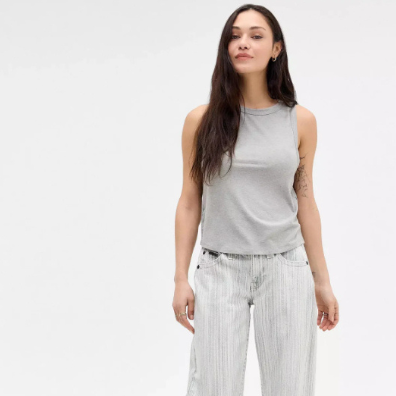 Striped Wide Jeans With High Waist And Vintage Inspired Fit
