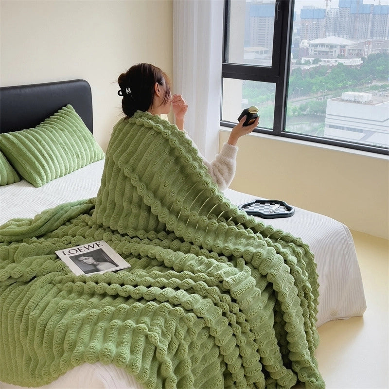 Short Velvet Rabbit Fur Blanket Thickened Light Luxury Blanket Office Nap Blanket Sofa Blanket Coral Velvet Flannel Bed