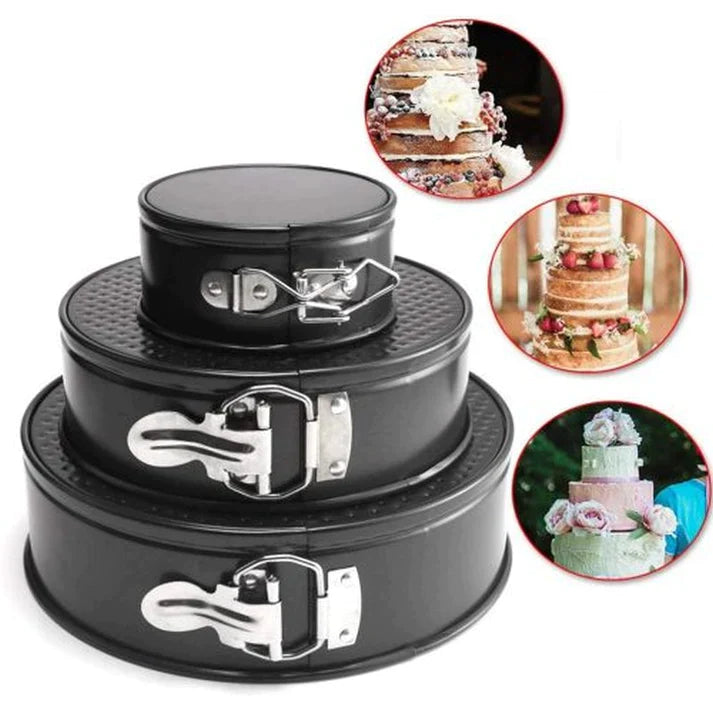 3Pcs Round Cake Mould Non-Stick Leak-Proof Cake Baking Pans