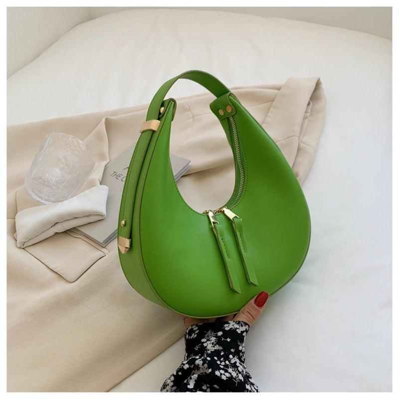 Women's Medium All Seasons Pu Leather Solid Color Streetwear Zipper Handbag
