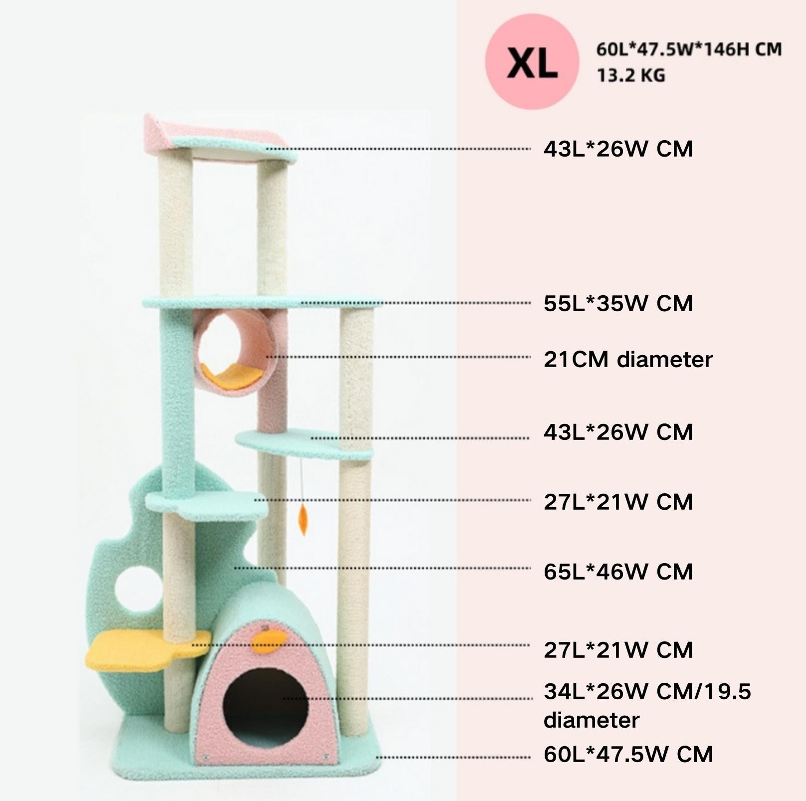 Dreamy Macaroon Party Cat Tree with Scratching Post and Nest