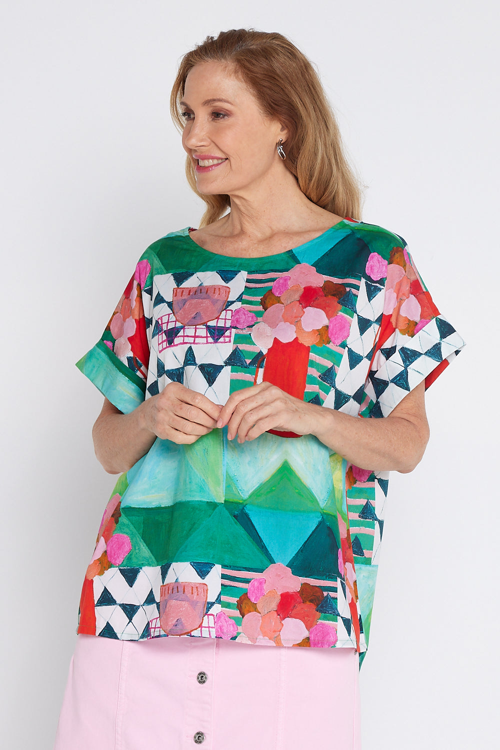 Private Universe Top - All Over Green Print