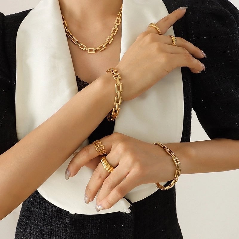 Fashion Geometric Titanium Steel Bracelets Necklace