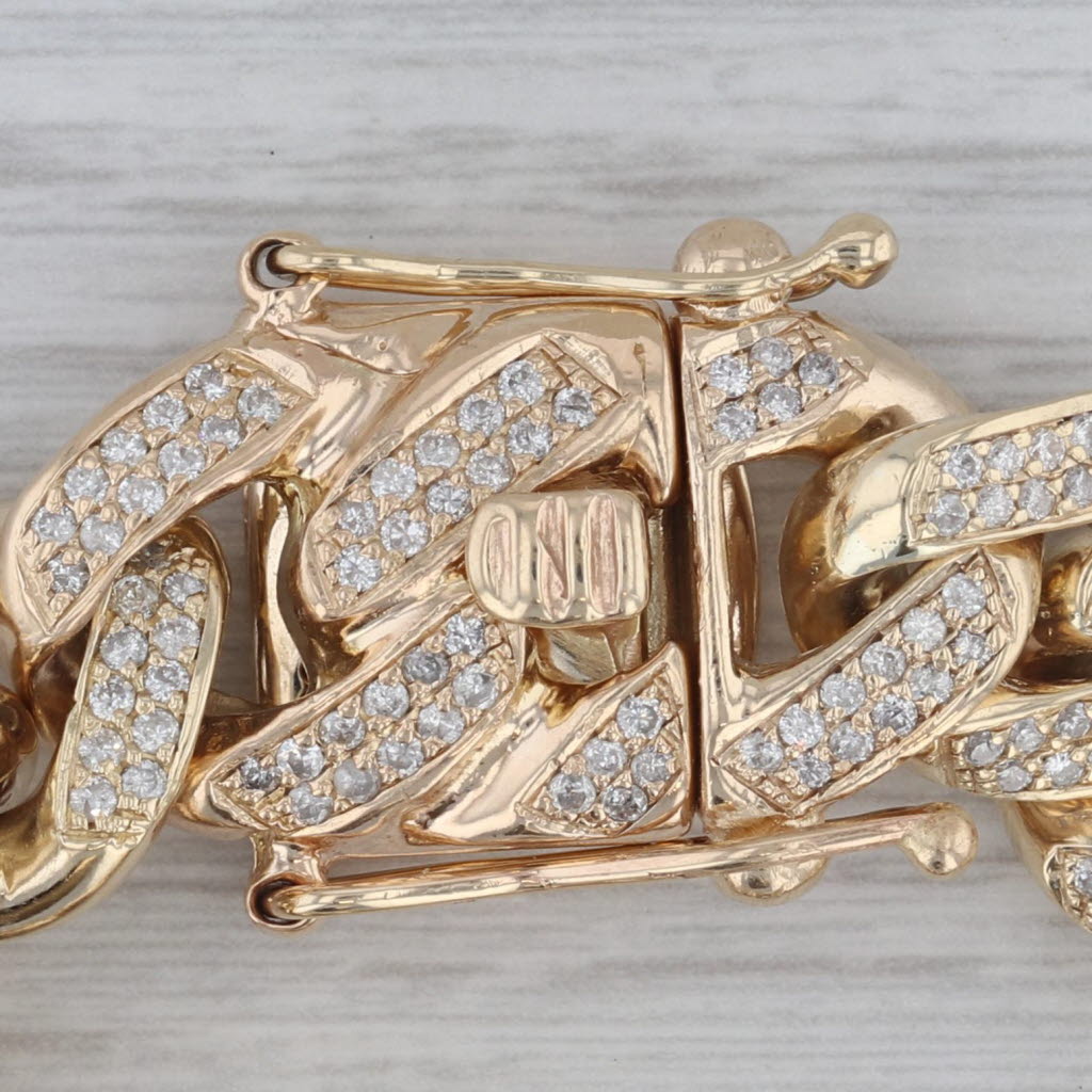 5ctw Diamond Curb Chain Bracelet 10k Yellow Gold 7.5 13.2mm