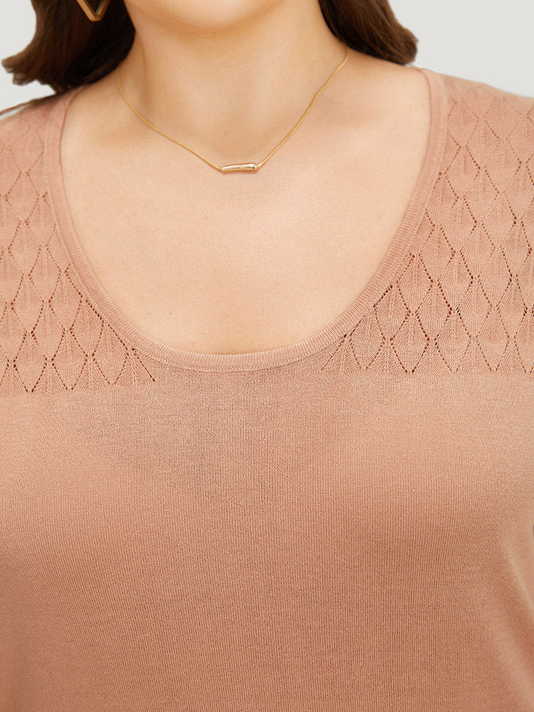 Supersoft Essentials Plain Patchwork Batwing Sleeve Scoop Neck Pullover