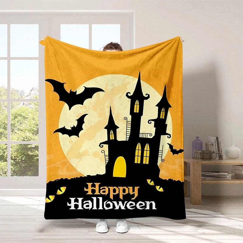 Halloween Cute Pumpkin Letter Bat Polyester Blanket Couch & Sofa Decor