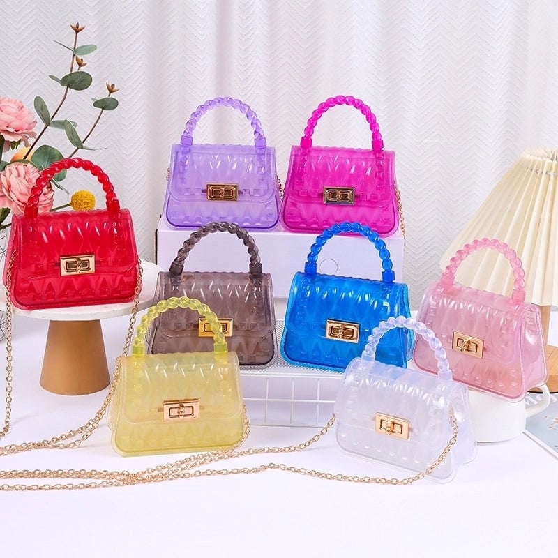 Women's Small PVC Solid Color Streetwear Square Lock Clasp Crossbody Bag