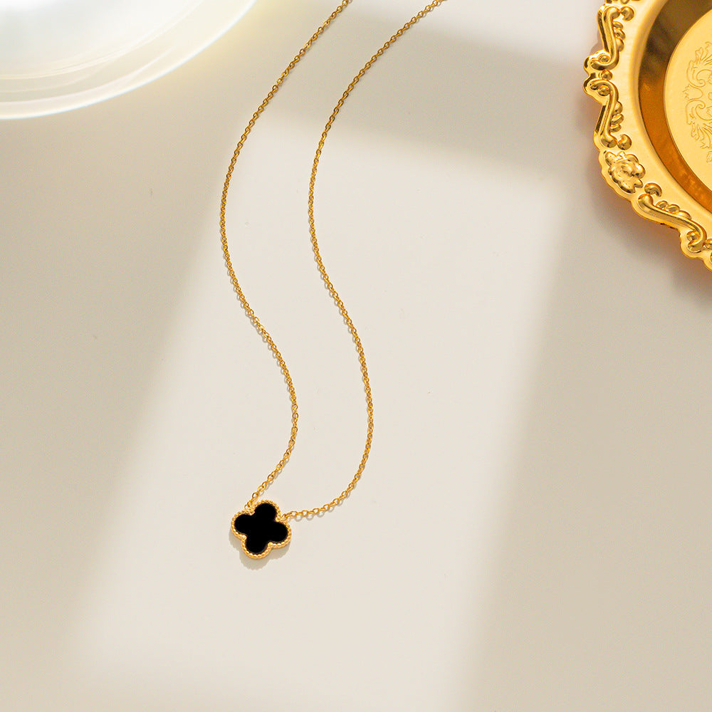 Moderate Luxury Letter Number Flower Stainless Steel 18K Gold Plated Necklaces