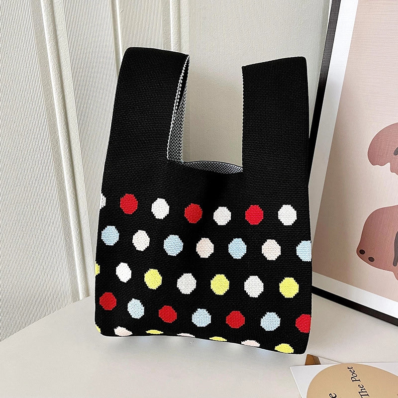 Women's Medium Polyester Polka Dots Vintage Style Square Open Handbag
