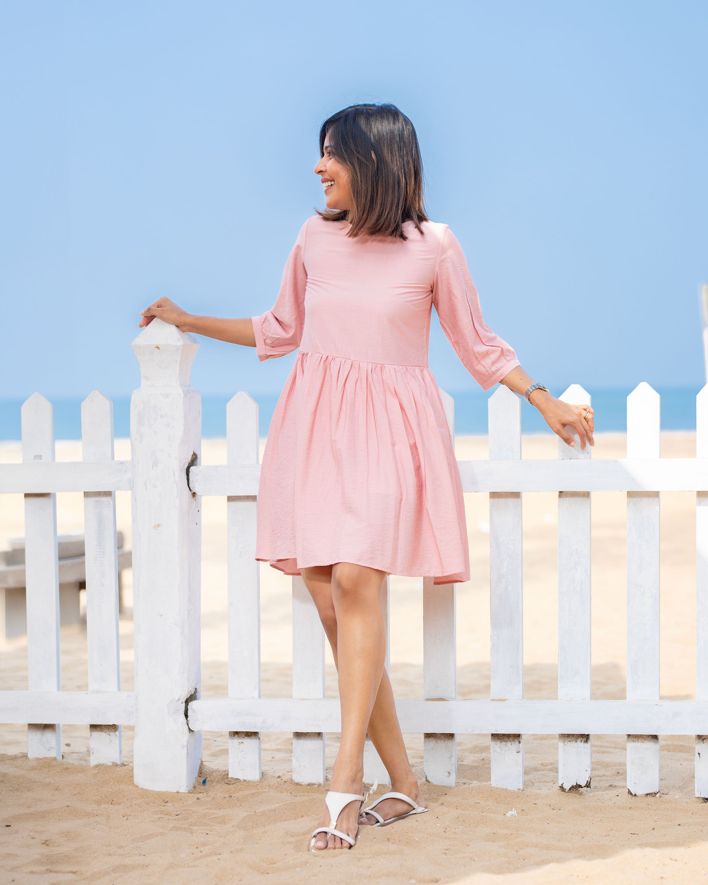 Coastal Sunrise Dolly Dress -Pink