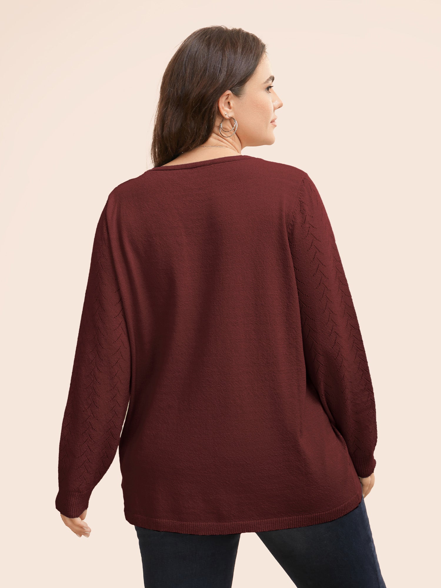 Texture V Neck Lightweight Pullover