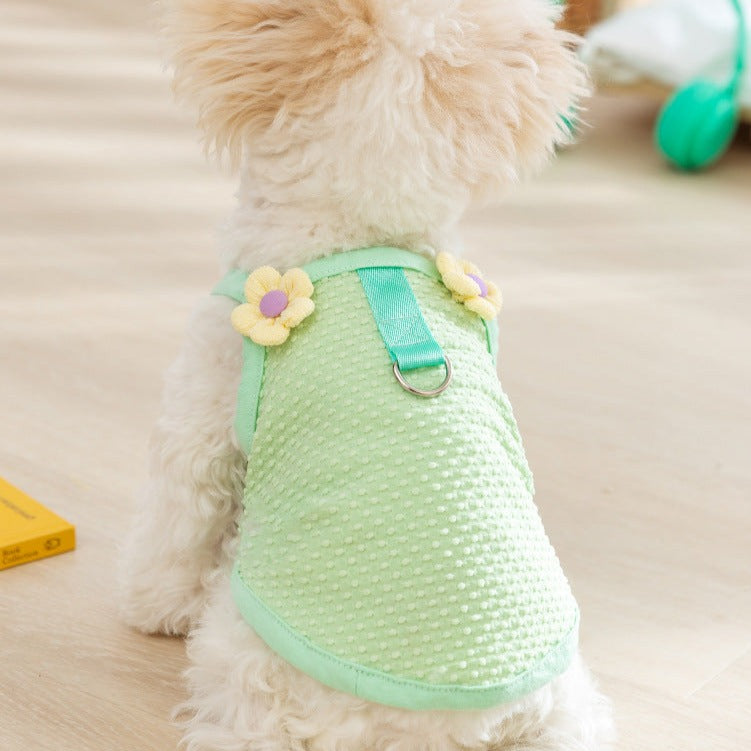 Flower Decor Breathable Dog Cat Vest Harness