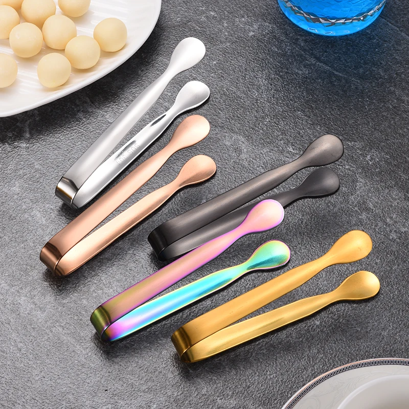 Hot Selling Mini Stainless Steel Ice Sugar Tongs Color Kitchen Accessories 304 Stainless Steel Ice Kitchen Clip For Party