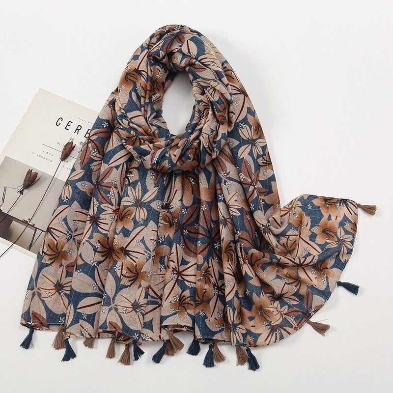 Women's Sweet Color Block Polyester Printing Scarf