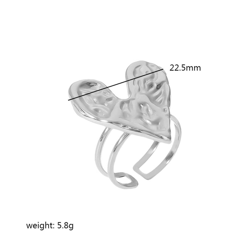 Elegant Minimalist Heart Shape Stainless Steel Plating 18k Gold Plated Rings Necklace