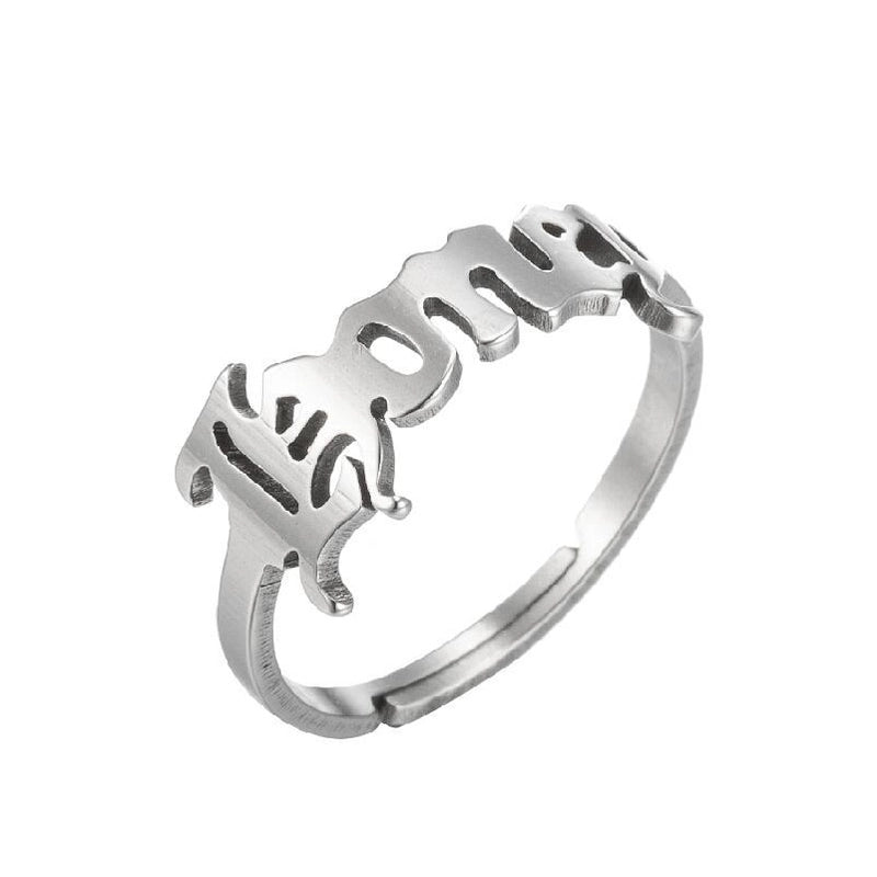Fashion Letter 201 Stainless Steel 18K Gold Plated Hollow Out Rings