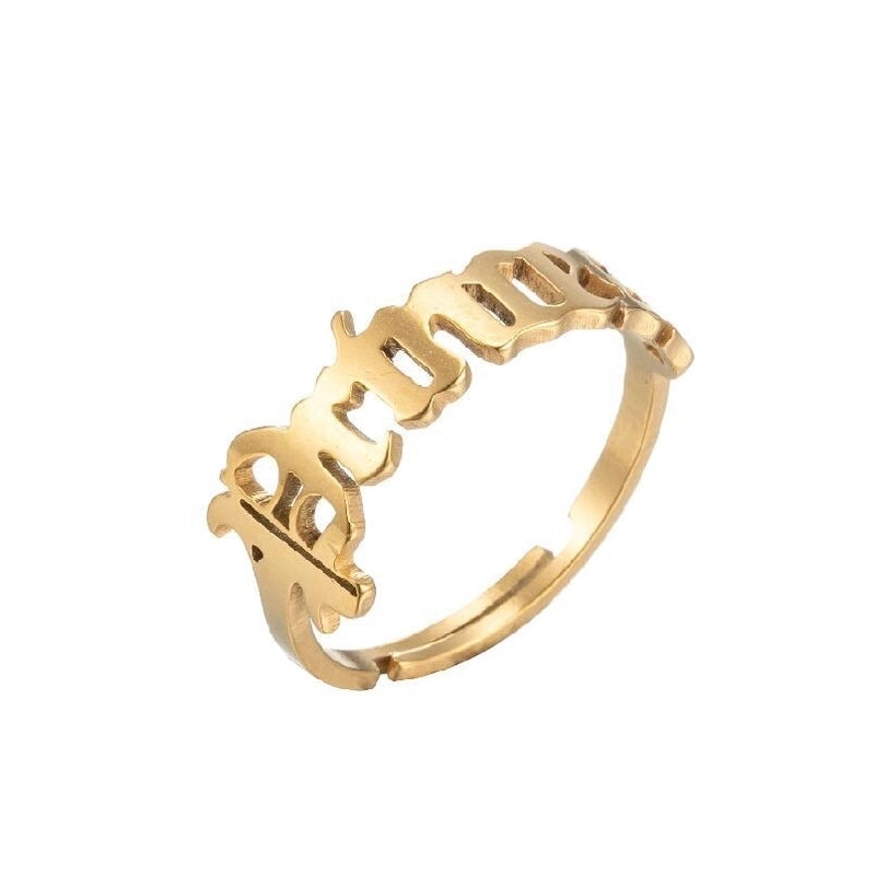 Fashion Letter 201 Stainless Steel 18K Gold Plated Hollow Out Rings