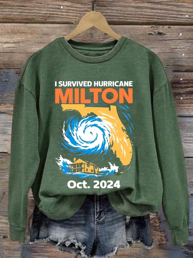 Women's Hurricane Milton I Survived 2024 Printed Sweatshirt