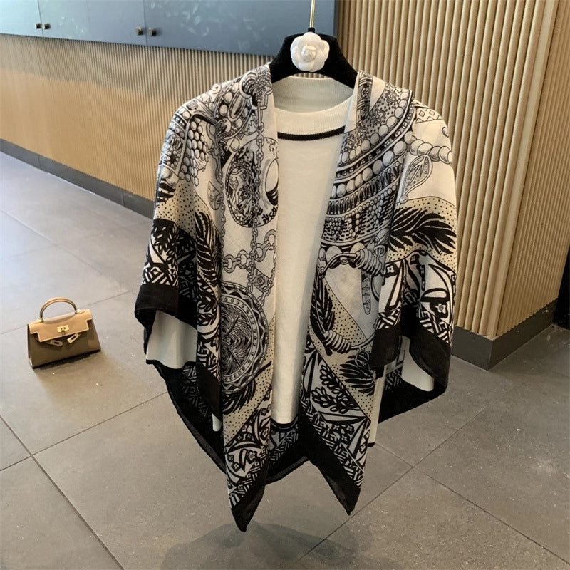 Women's Vintage Style Classic Style Oversized Chains Print Polyester Printing Shawl