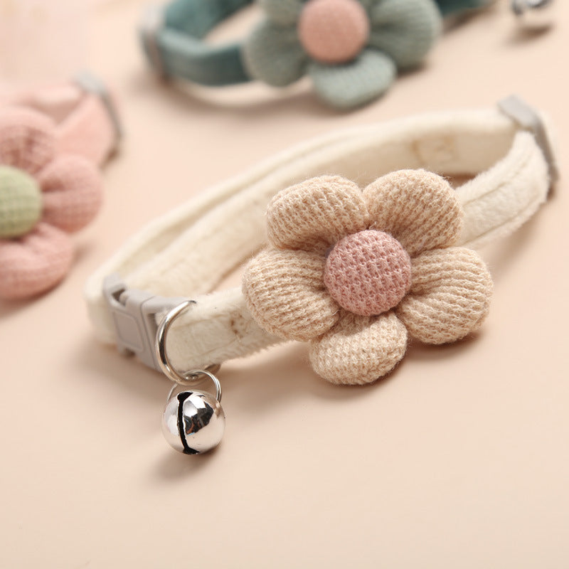 Flower Pattern Bell Dog Cat Collar