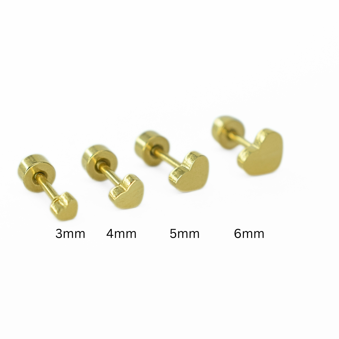 4mm Baby heart studs - Silver