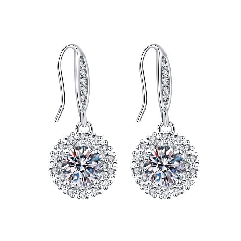 1 Pair Sweet Minimalist Round Heart Shape Bow Knot Plating Inlay Copper Zircon Silver Plated Drop Earrings