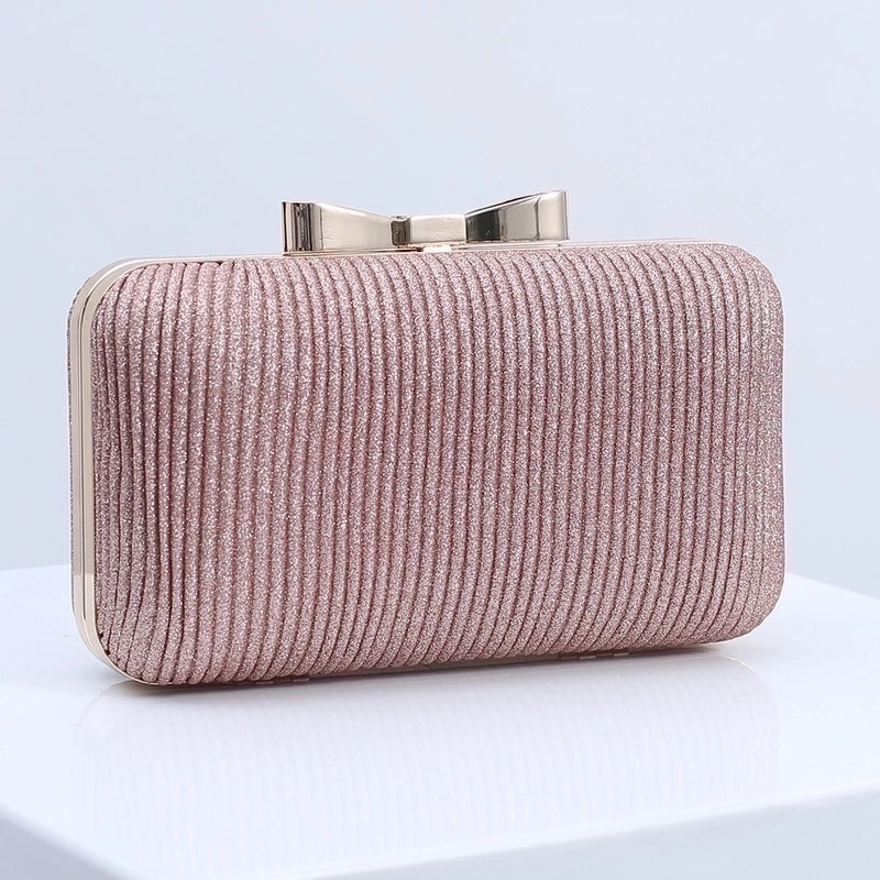 Red Dark Purple Fuchsia Pu Leather Pleated Square Evening Bags