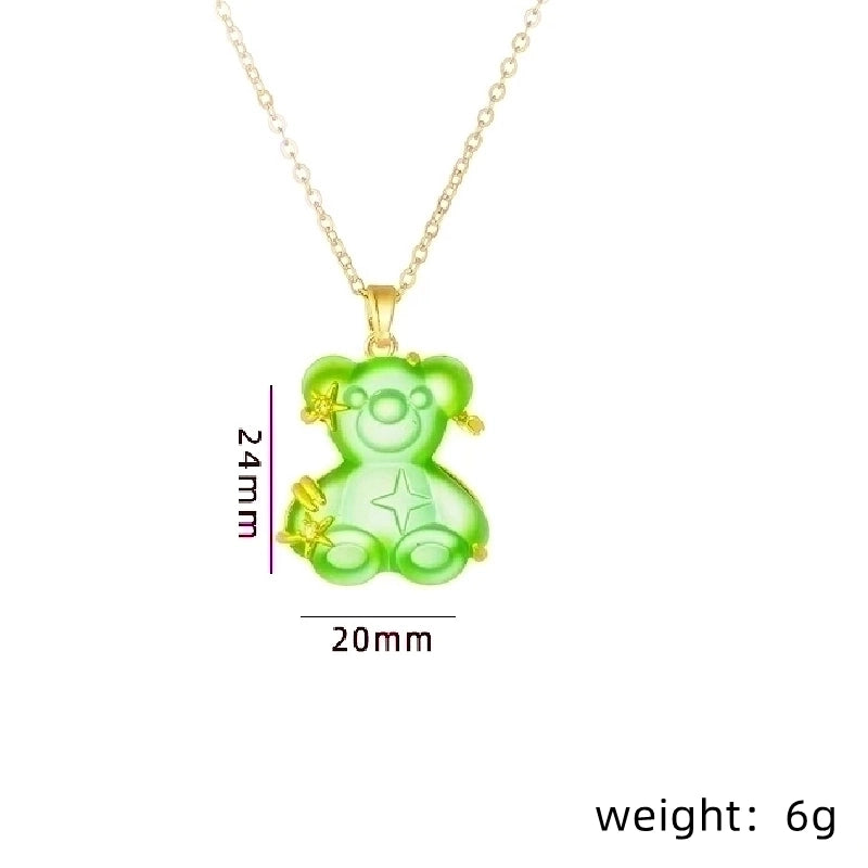 Cute Little Bear Star 201 Stainless Steel Copper Resin Zircon Plating Inlay