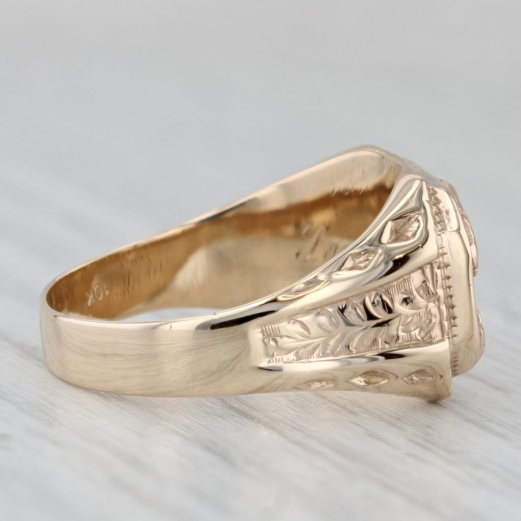 Native Sons of the Golden West Signet Ring 10k Yellow Rose Gold Size 9.15