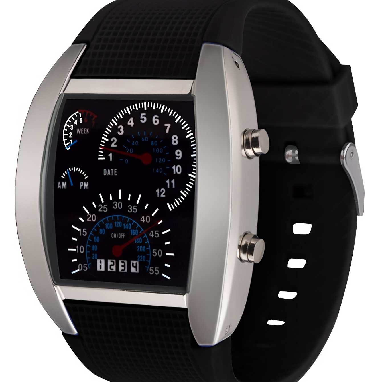 1pc Foreign Trade Cross-border Led Electronic Explosive Aviation Watch Men's Square Sports Dashboard Creative Watch