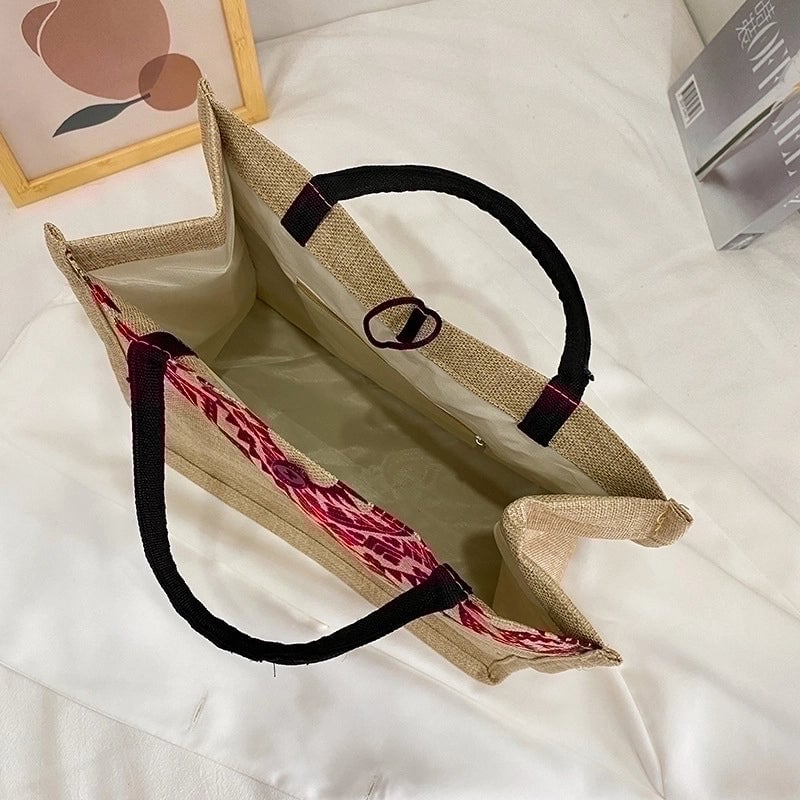 Women's Large Summer Cotton And Linen Vintage Style Shoulder Bag