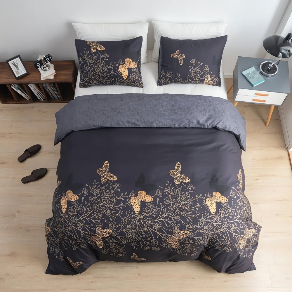 Midnight Butterfly Quilt Cover | 3pcs Set