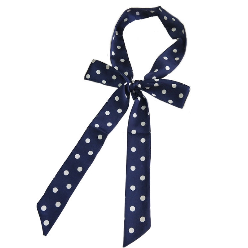 2 M New Polka Dot Special Long Edition Thin Narrow Silk Scarf Women's Spring Summer Autumn Scarf Belt Black And White Fashion
