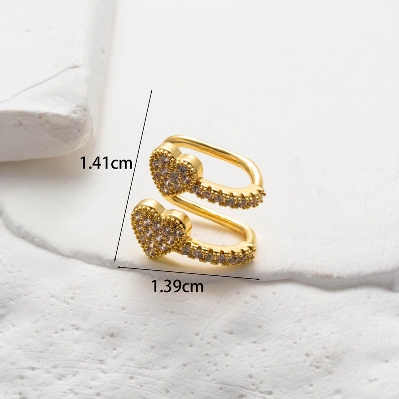 1 Piece Ear Cartilage Rings & Studs Minimalist Classic Style Heart Shape Pearl Flower Copper Inlay Zircon Ear Cartilage Rings & Studs