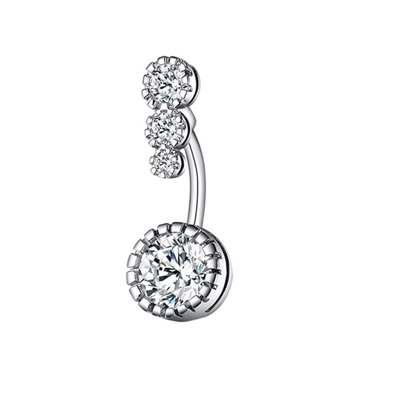 Minimalist Heart Shape Bow Knot Stainless Steel Plating Zircon Belly Ring 1 Piece